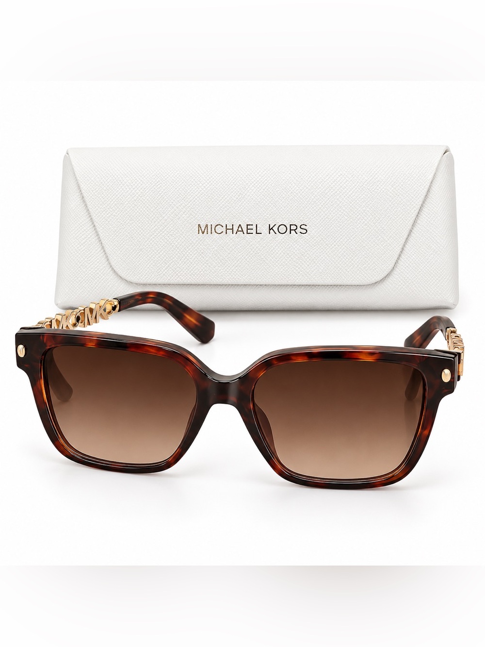 Michael Kors Piedmont MK2263U Dark Tortoise Gold Logo Sunglasses + Case